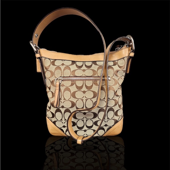 Coach Women's Brown Signature - Adjustable Strap Crossbody Handbag - Picture 14 of 14
